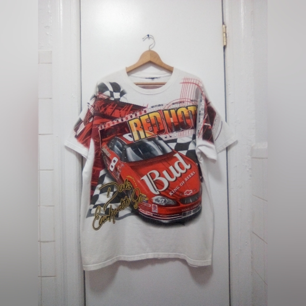 Vintage Nascar Dale Earnhardt Jr. Red Hot King Of Beers Aop Tshirt Sz XL